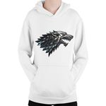 Fashion, accesorii si bijuterii - Copii - Imbracaminte copii - Pulovere si hanorace copii - Hanorac Copii Game of Thrones Wolf Head Banner Tribute, alb, marime L Copii - Infinity.ro