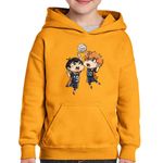 Fashion, accesorii si bijuterii - Copii - Imbracaminte copii - Pulovere si hanorace copii - Hanorac copii Haikyuu Volei Duel Hinata Kageyama Chibi, negru, marime L Copii - Infinity.ro