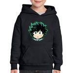 Fashion, accesorii si bijuterii - Copii - Imbracaminte copii - Pulovere si hanorace copii - Hanorac copii Hero Academia Deku Chibi Rebel Anime, negru, marime L Copii - Infinity.ro