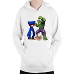 Fashion, accesorii si bijuterii - Copii - Imbracaminte copii - Pulovere si hanorace copii - Hanorac Copii Huggy Wuggy Courage Coward Dog Hulk Fight Demon, alb, marime L Copii - Infinity.ro