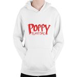Fashion, accesorii si bijuterii - Copii - Imbracaminte copii - Pulovere si hanorace copii - Hanorac Copii Huggy Wuggy Logo Poppy Playtime RPG Horror House, alb, marime L Copii - Infinity.ro