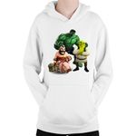Fashion, accesorii si bijuterii - Copii - Imbracaminte copii - Pulovere si hanorace copii - Hanorac Copii Hulk Shrek Clash of Clans Pig Ride Survival, alb, marime L Copii - Infinity.ro