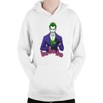 Fashion, accesorii si bijuterii - Copii - Imbracaminte copii - Pulovere si hanorace copii - Hanorac Copii Joker Laugh Evil Gloves Crazy Man, alb, marime L Copii - Infinity.ro
