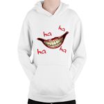 Fashion, accesorii si bijuterii - Copii - Imbracaminte copii - Pulovere si hanorace copii - Hanorac Copii Joker Smile Laugh Psychopath Hurt Lips Self Defense, alb, marime L Copii - Infinity.ro