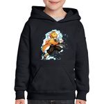 Fashion, accesorii si bijuterii - Copii - Imbracaminte copii - Pulovere si hanorace copii - Hanorac copii Kimetsu no Yaiba Zenitsu Attack, negru, marime L Copii - Infinity.ro