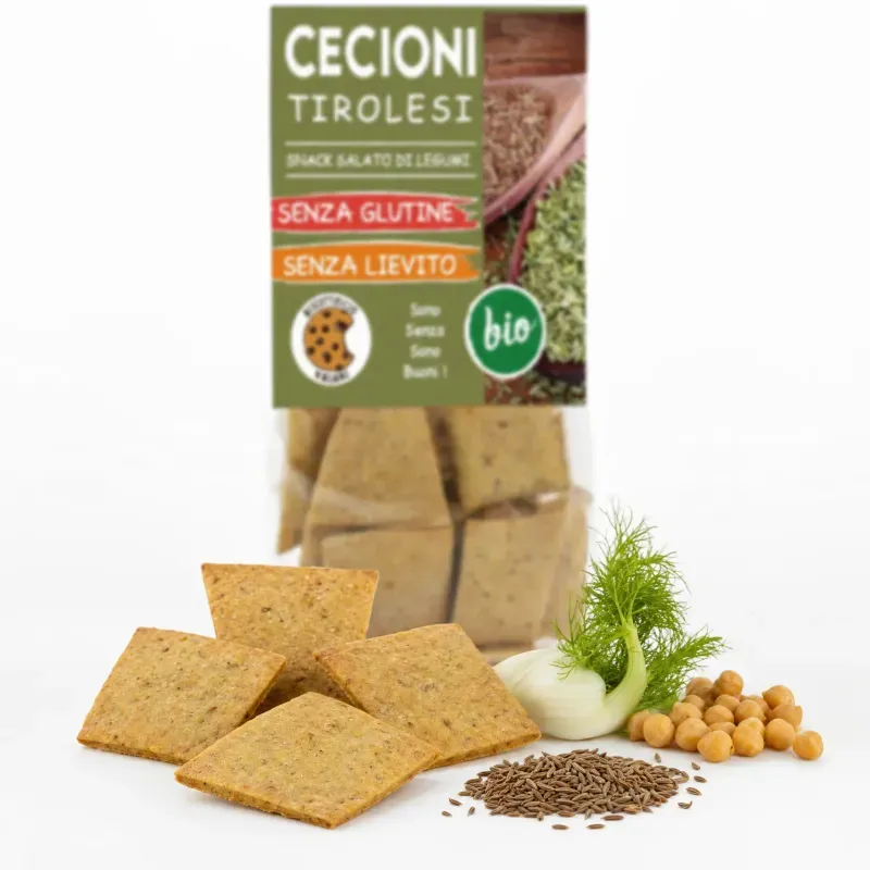 Market - Bacanie - Chipsuri si snacksuri - Saratele si crakers - Crackers BIO tirolez cu naut, chimen si fenicul, fara gluten - Infinity.ro