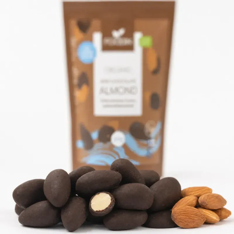 Market - Bacanie - Dulciuri - Ciocolata - Migdale in ciocolata raw fara zahar BIO, 50g - Infinity.ro