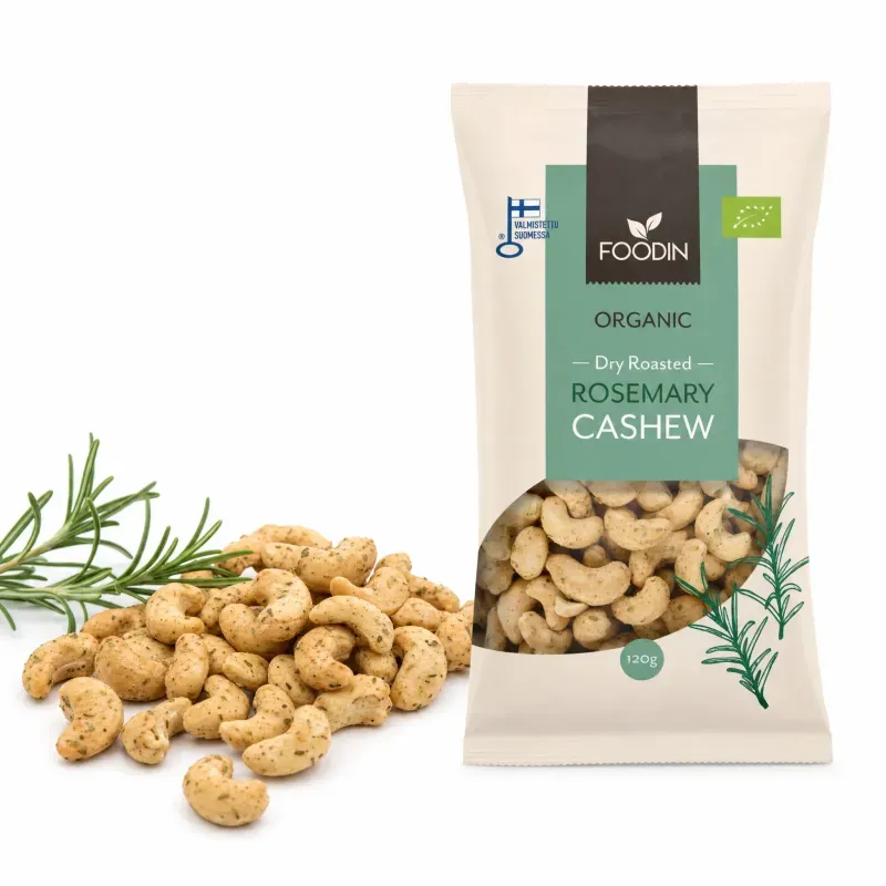 Market - Bacanie - Chipsuri si snacksuri - Alune, fistic si mixuri - Nuci caju coapte cu rozmarin, BIO, 120g - Infinity.ro