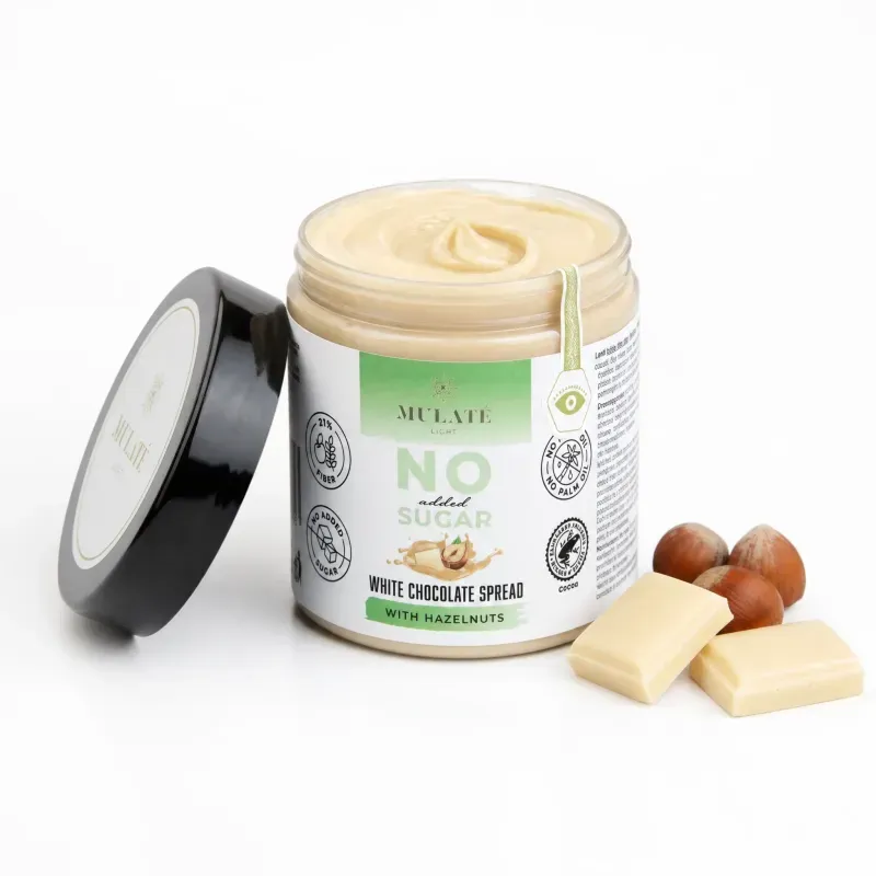 Market - Bacanie - Dulciuri - Ciocolata - Crema tartinabila cu ciocolata alba si alune, Mulate, fara zahar, 230g - Infinity.ro