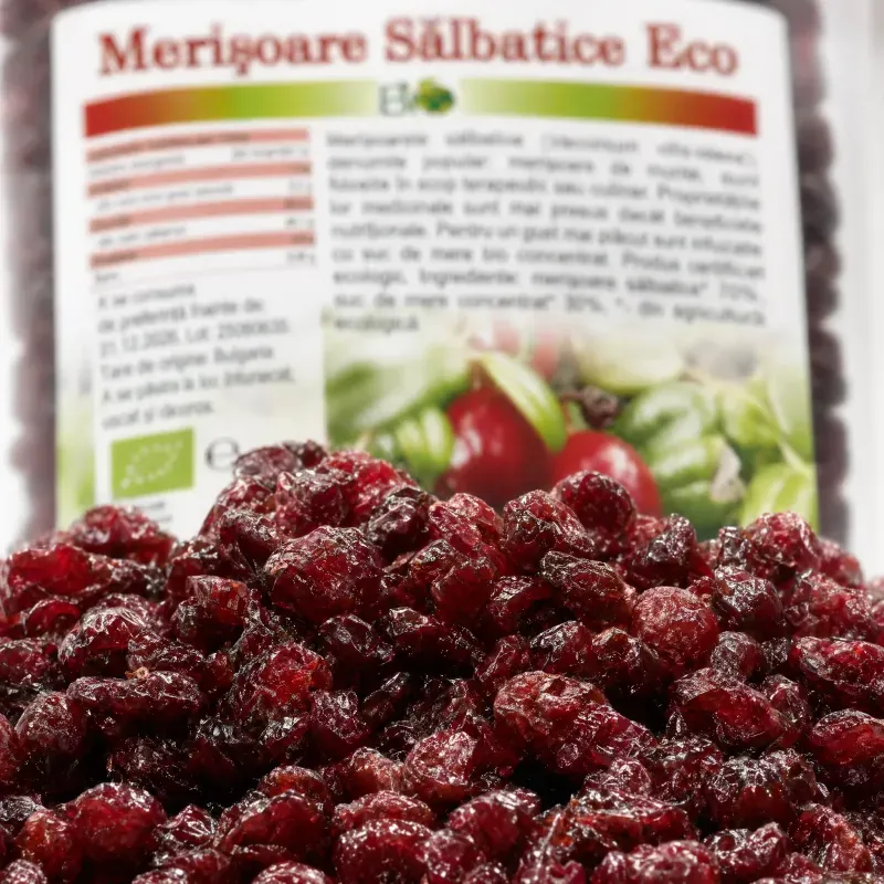 Market - Bacanie - Chipsuri si snacksuri - Fructe uscate - Merisoare salbatice BIO, indulcite cu suc de mere, 150g - Infinity.ro