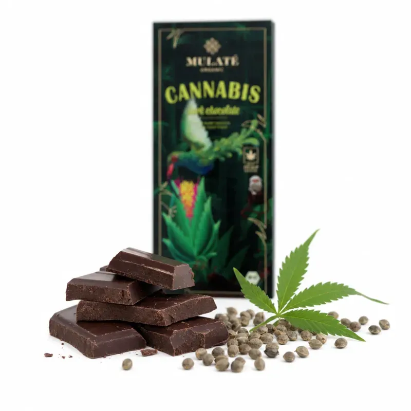 Market - Bacanie - Produse dietetice si naturiste - Ciocolata neagra BIO Mulate Cannabis, fara zahar, 80g - Infinity.ro