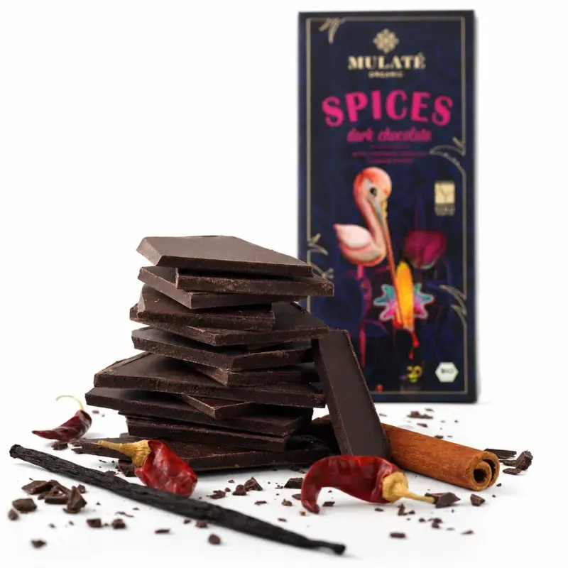 Market - Bacanie - Dulciuri - Ciocolata - Ciocolata neagra BIO cu condimente, Mulate, 80g - Infinity.ro
