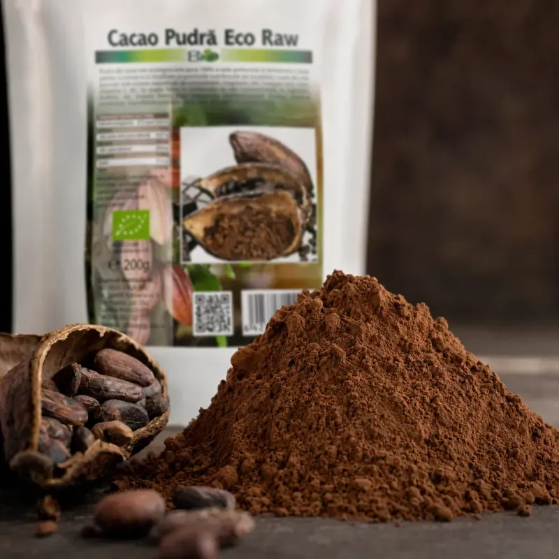 Market - Bacanie - Ingrediente prajituri - Pudra de cacao BIO raw, 100% pura, 200g - Infinity.ro