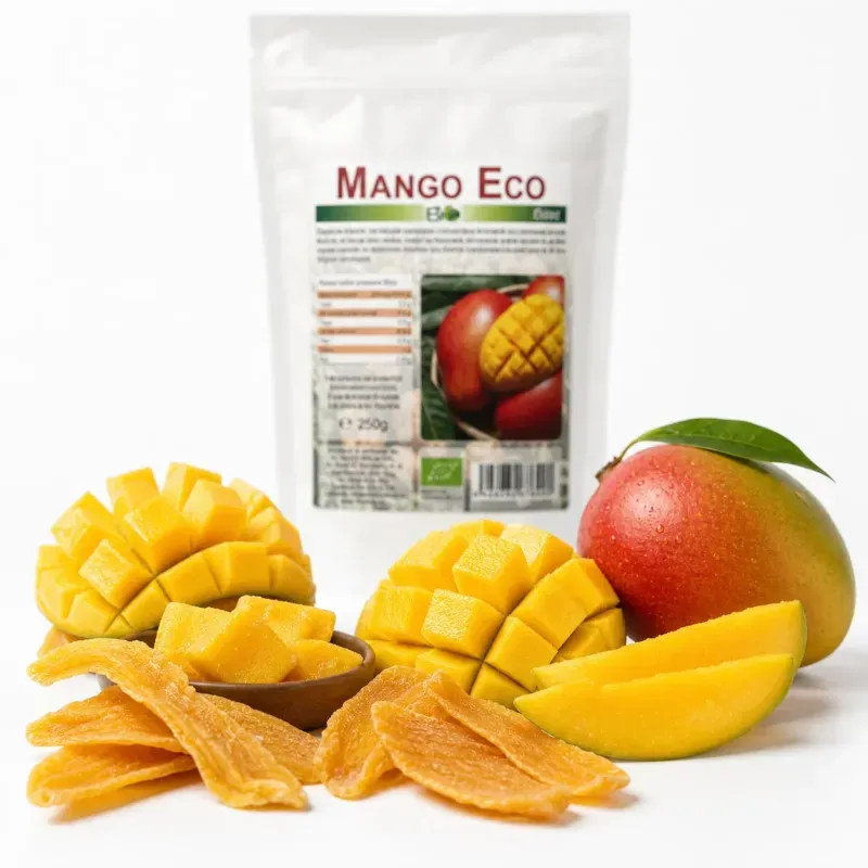 Market - Bacanie - Chipsuri si snacksuri - Fructe uscate - Mango BIO felii deshidratate, 250g - Infinity.ro