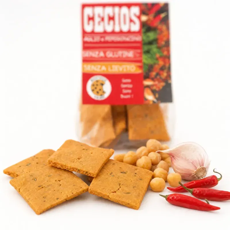 Market - Bacanie - Chipsuri si snacksuri - Saratele si crakers - Crackers BIO de naut cu usturoi si chili, fara gluten - Infinity.ro