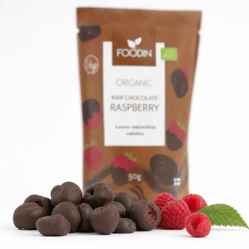 Market - Bacanie - Dulciuri - Ciocolata - Zmeura in ciocolata raw BIO, 50g - Infinity.ro
