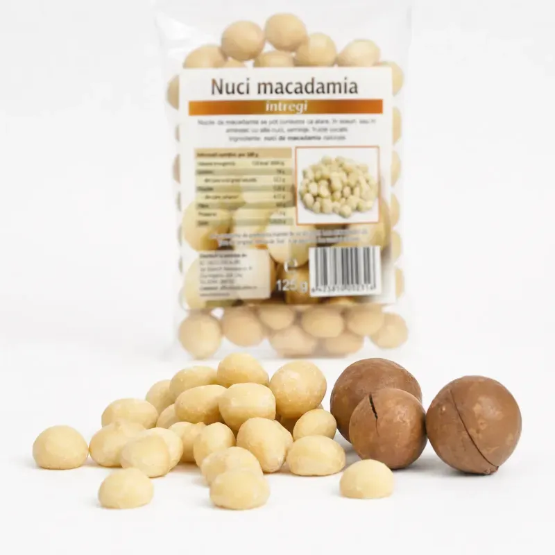 Market - Bacanie - Chipsuri si snacksuri - Alune, fistic si mixuri - Nuci macadamia, 125g - Infinity.ro