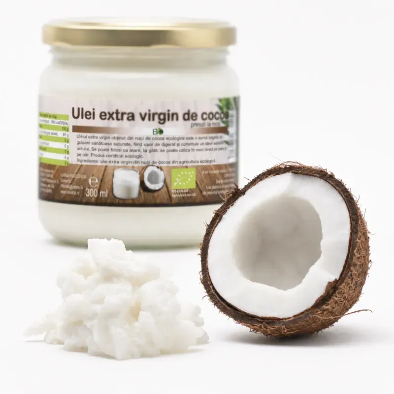 Market - Bacanie - Alimente de baza - Ulei si otet - Ulei de cocos extravirgin presat la rece BIO, 300ml - Infinity.ro