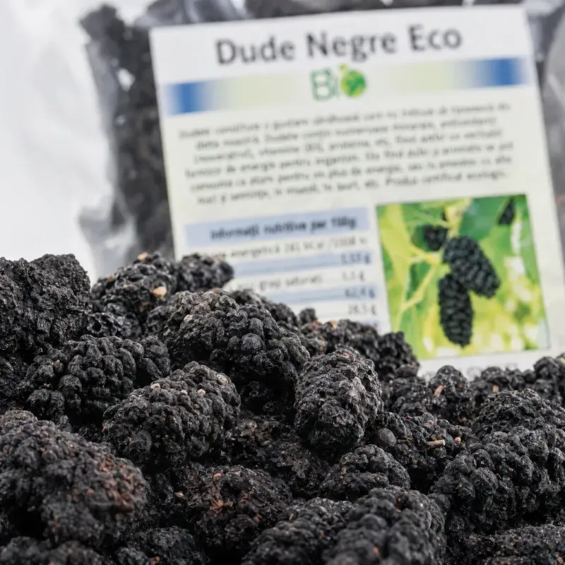 Market - Bacanie - Chipsuri si snacksuri - Fructe uscate - Dude negre uscate BIO, 200g - Infinity.ro