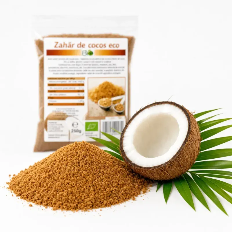Market - Bacanie - Alimente de baza - Zahar si indulcitori - Zahar de cocos, BIO 250g - Infinity.ro