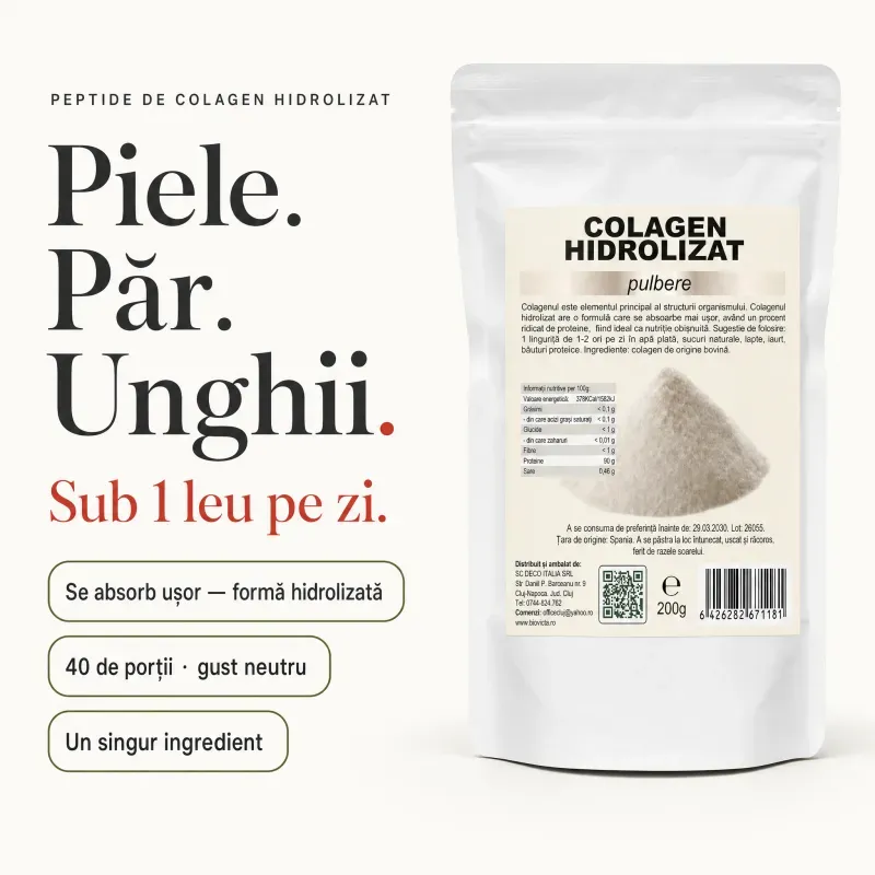 Ingrijire personala si Cosmetice - Sanatate si wellness - Suplimente alimentare - Produse anti-imbatranire si frumusete - Colagen hidrolizat pulbere, 200g - Infinity.ro