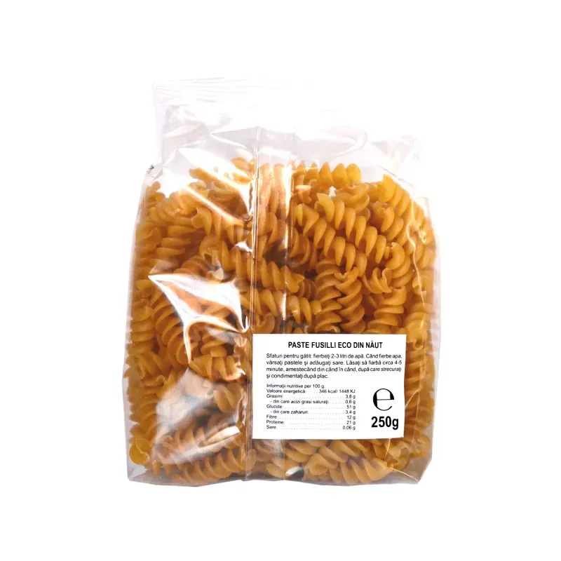 Market - Bacanie - Alimente de baza - Paste fainoase - Paste fusilli fara gluten din naut BIO, 250g - Infinity.ro