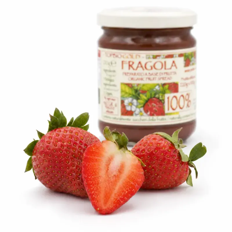 Market - Bacanie - Dulceata, miere si crema tartinabila - Gem de capsuni BIO, fruct 100%, 210g - Infinity.ro