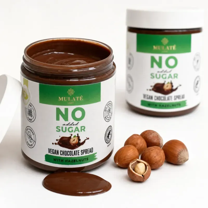 Market - Bacanie - Dulciuri - Ciocolata - Crema tartinabila din ciocolata vegana cu alune, Mulate, fara zahar, 230g - Infinity.ro