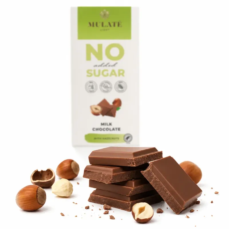 Market - Bacanie - Produse dietetice si naturiste - Ciocolata cu lapte si alune, Mulate, fara zahar, 90g - Infinity.ro