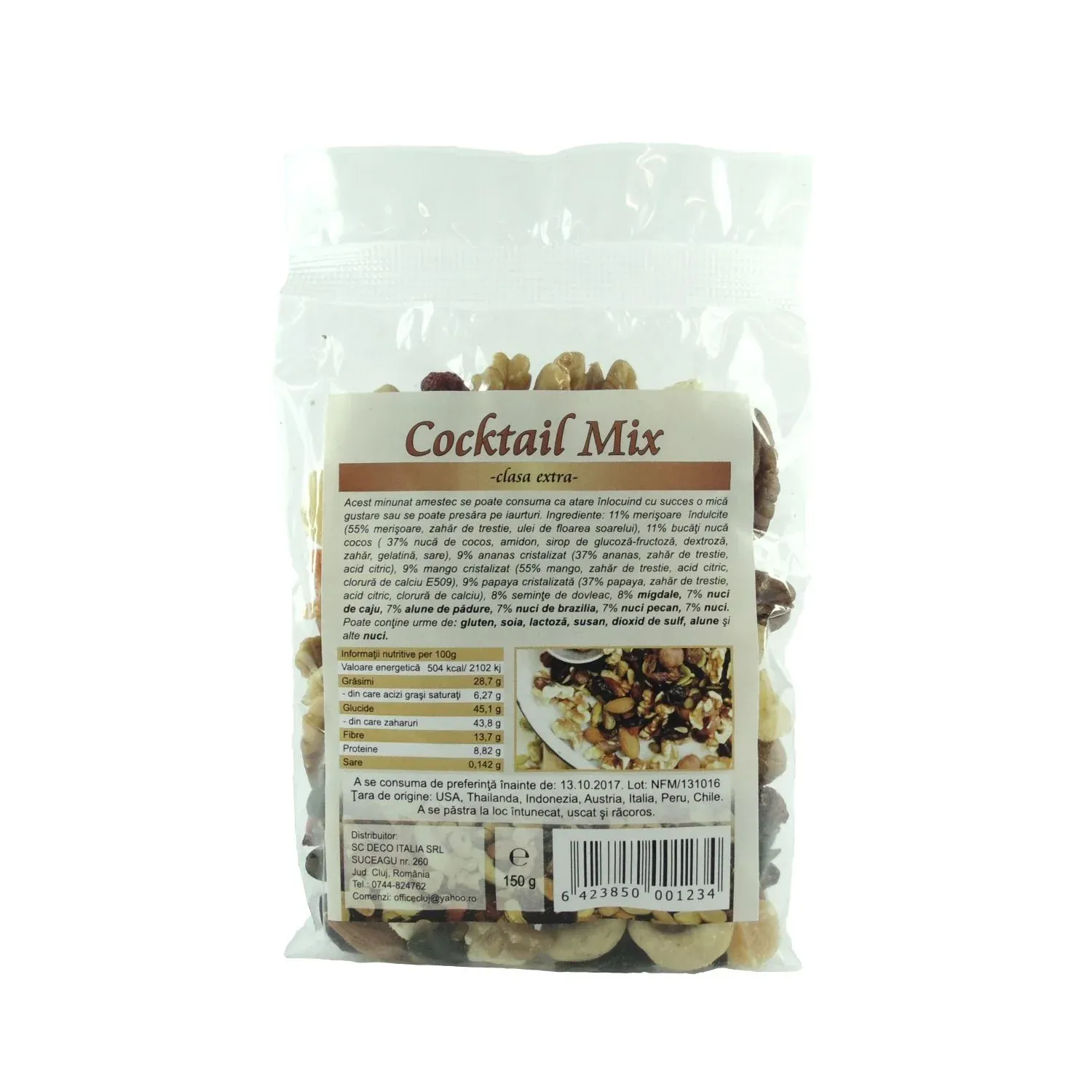 Cocktail mix extra cu fructe, seminte si nuci, 150g