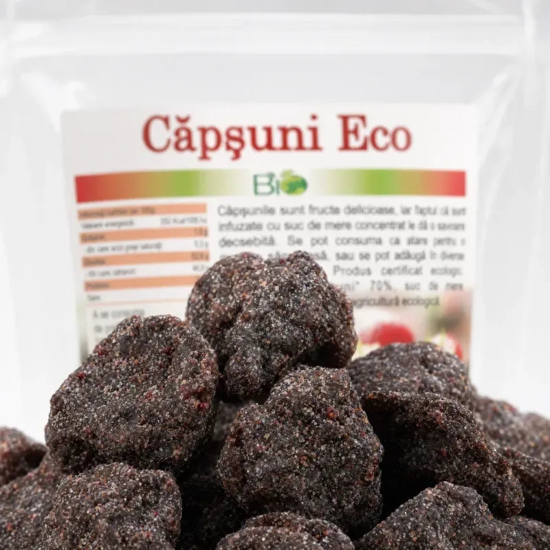 Market - Bacanie - Chipsuri si snacksuri - Fructe uscate - Capsuni indulcite cu suc de mere BIO, 150g - Infinity.ro