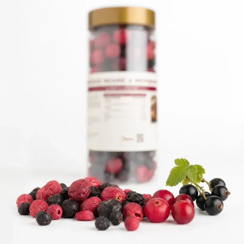 Market - Bacanie - Chipsuri si snacksuri - Fructe uscate - Coacaze negre & merisoare liofilizate, 50g - Infinity.ro