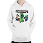 Fashion, accesorii si bijuterii - Copii - Imbracaminte copii - Pulovere si hanorace copii - Hanorac Copii Minecraft Steve Creeper Explode Logo Loot, alb, marime L Copii - Infinity.ro