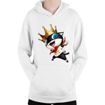 Fashion, accesorii si bijuterii - Copii - Imbracaminte copii - Pulovere si hanorace copii - Hanorac Copii Persona Mascot King Action Music Cat, alb, marime L Copii - Infinity.ro