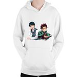 Fashion, accesorii si bijuterii - Copii - Imbracaminte copii - Pulovere si hanorace copii - Hanorac Copii Prince of Tenis Ryouma Kimetsu no Yaiba Tanjirou Samurai, alb, marime L Copii - Infinity.ro
