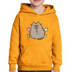 Fashion, accesorii si bijuterii - Copii - Imbracaminte copii - Pulovere si hanorace copii - Hanorac copii Pusheen Cat Flori Plush Primavara, negru, marime L Copii - Infinity.ro
