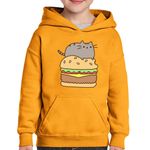 Fashion, accesorii si bijuterii - Copii - Imbracaminte copii - Pulovere si hanorace copii - Hanorac copii Pusheen Cat Hamburger Pisica Miorlaila Miau, negru, marime L Copii - Infinity.ro