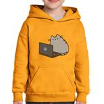 Fashion, accesorii si bijuterii - Copii - Imbracaminte copii - Pulovere si hanorace copii - Hanorac copii Pusheen Cat Laptop Meow Pisica Pussy Cute, negru, marime L Copii - Infinity.ro