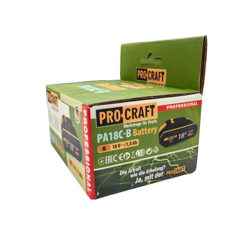 Casa si Gradina - Constructii - Scule electrice si accesorii - Acumulatori si incarcatoare scule electrice - Acumulator Li-Ion PROCRAFT PA18C-B, 18V, 1.3 Ah - Infinity.ro