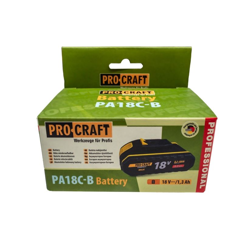 Casa si Gradina - Constructii - Scule electrice si accesorii - Acumulatori si incarcatoare scule electrice - Acumulator Li-Ion PROCRAFT PA18C-B, 18V, 1.3 Ah - Infinity.ro