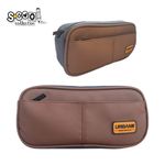 Carti si Birotica - Rechizite - Penare - Penar borseta Urban, 2 fermoare, BROWN, 21.5x6.5x10.5 cm - Infinity.ro