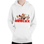 Fashion, accesorii si bijuterii - Copii - Imbracaminte copii - Pulovere si hanorace copii - Hanorac Copii Roblox Friends World Building Fun, alb, marime L Copii - Infinity.ro