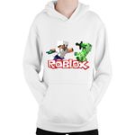 Fashion, accesorii si bijuterii - Copii - Imbracaminte copii - Pulovere si hanorace copii - Hanorac Copii Roblox Minecraft Steve Creeper Fight, alb, marime L Copii - Infinity.ro
