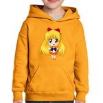 Fashion, accesorii si bijuterii - Copii - Imbracaminte copii - Pulovere si hanorace copii - Hanorac copii Sailor Moon Venus Ochi Albastri Chibi, negru, marime L Copii - Infinity.ro