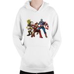 Fashion, accesorii si bijuterii - Copii - Imbracaminte copii - Pulovere si hanorace copii - Hanorac Copii Shrek Captain America Ironman Super Powers Comics, alb, marime L Copii - Infinity.ro