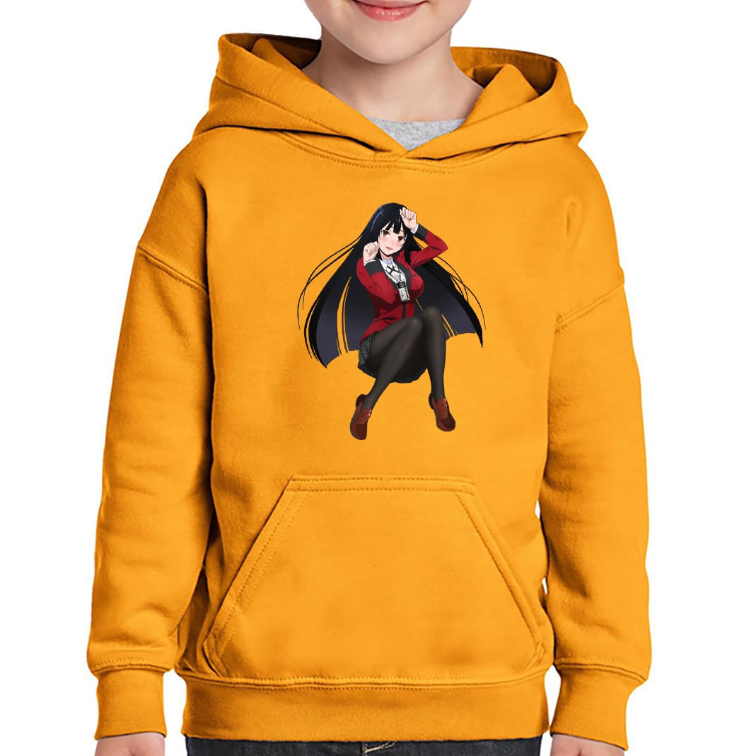 Hanorac copii Yumeko Jabami Kakegurui Gambling Poker, negru, marime L Copii