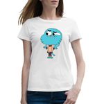 Fashion, accesorii si bijuterii - Femei - Imbracaminte femei - Tricouri si topuri femei - Tricou femei Amazing World of Gumball Desene Animate, alb, marime 2XL - Infinity.ro