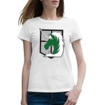 Fashion, accesorii si bijuterii - Femei - Imbracaminte femei - Tricouri si topuri femei - Tricou femei Attack on Titan Military Police Crest Anime, alb, marime 2XL - Infinity.ro