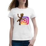 Fashion, accesorii si bijuterii - Femei - Imbracaminte femei - Tricouri si topuri femei - Tricou femei Baby Groot Instagram Influencer Creator, alb, marime 2XL - Infinity.ro