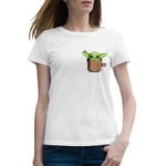 Fashion, accesorii si bijuterii - Femei - Imbracaminte femei - Tricouri si topuri femei - Tricou femei Baby Yoda Cute Pocket, alb, marime 2XL - Infinity.ro
